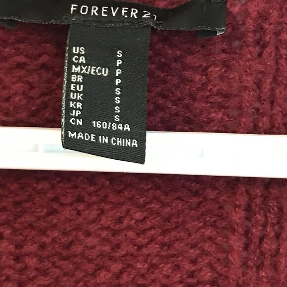 Burgandy cardigan tennis prep preppy academia women S cable knit chunky slouchy - Picture 5 of 8